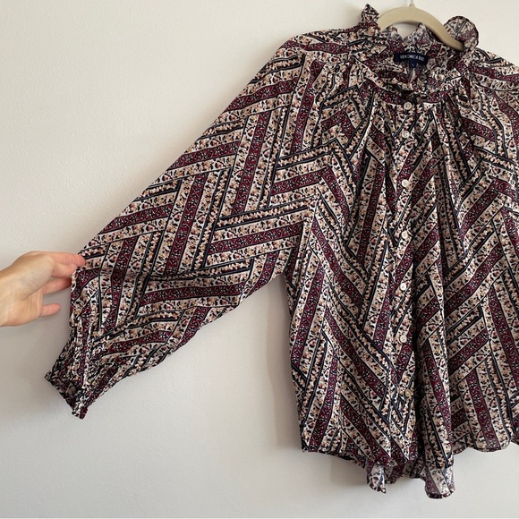 Veronica Beard Calisto Button Down Feminine Ruffle Collar Smocked Cuff Shirt XL - Picture 11 of 13